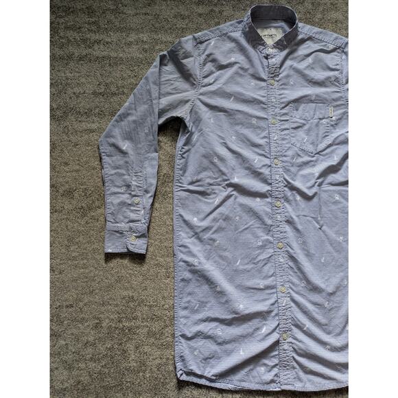 Carhartt WIP Orton Blue & White Striped, BAND COLLAR - Small RARE - Picture 2 of 16